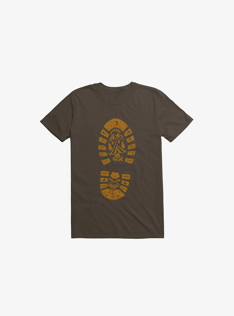 I Love Camping Boot Stamp Brown T-Shirt