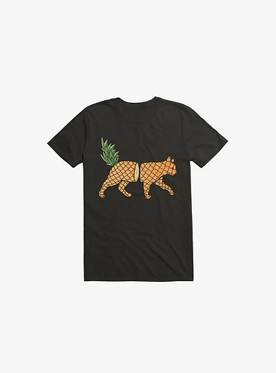 Fruit Cat Pineapple Black T-Shirt