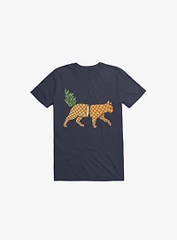 Fruit Cat Pineapple Navy Blue T-Shirt