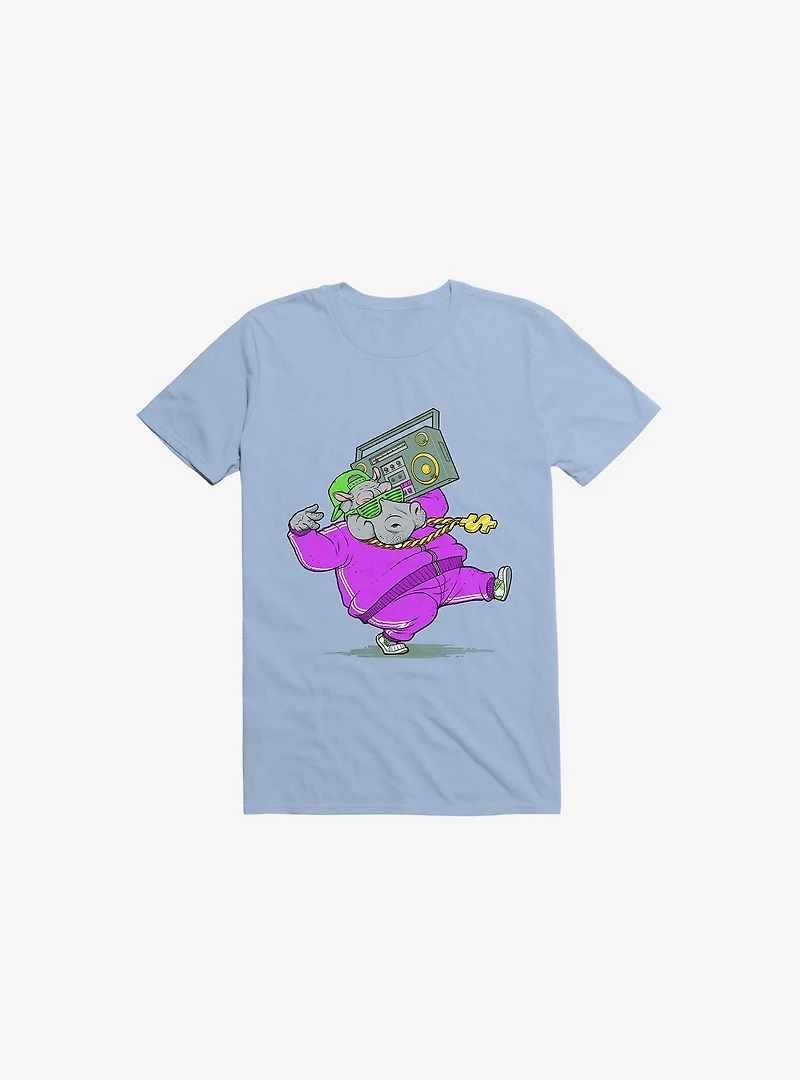 Hip Hop Hippo Light Blue T-Shirt