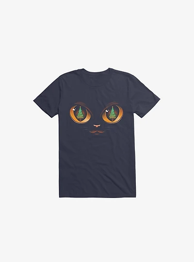 Xmas Cat Attack Navy Blue T-Shirt