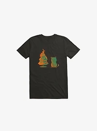 Xmas Miracle Cat Black T-Shirt