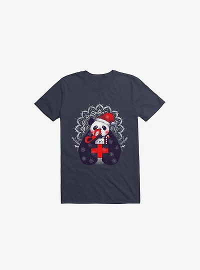 Xmas Panda Navy Blue T-Shirt