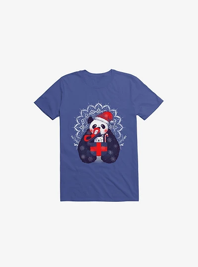 Xmas Panda Royal Blue T-Shirt