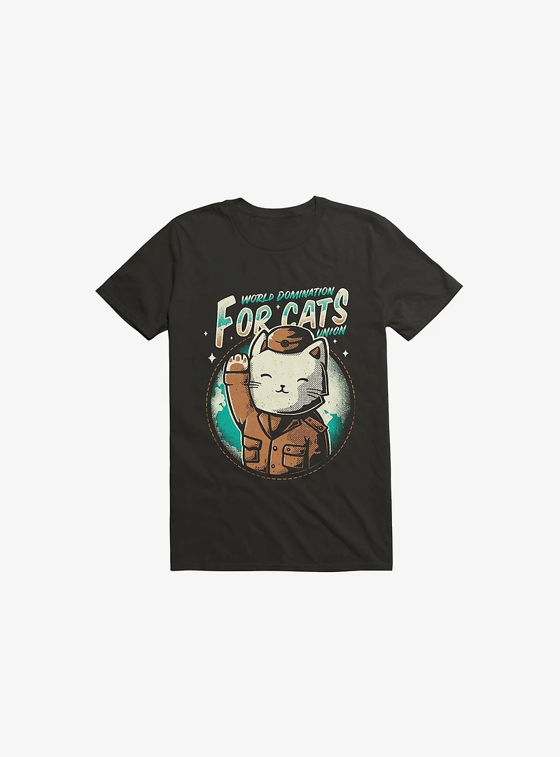 World Domination For Cats Union Black T-Shirt