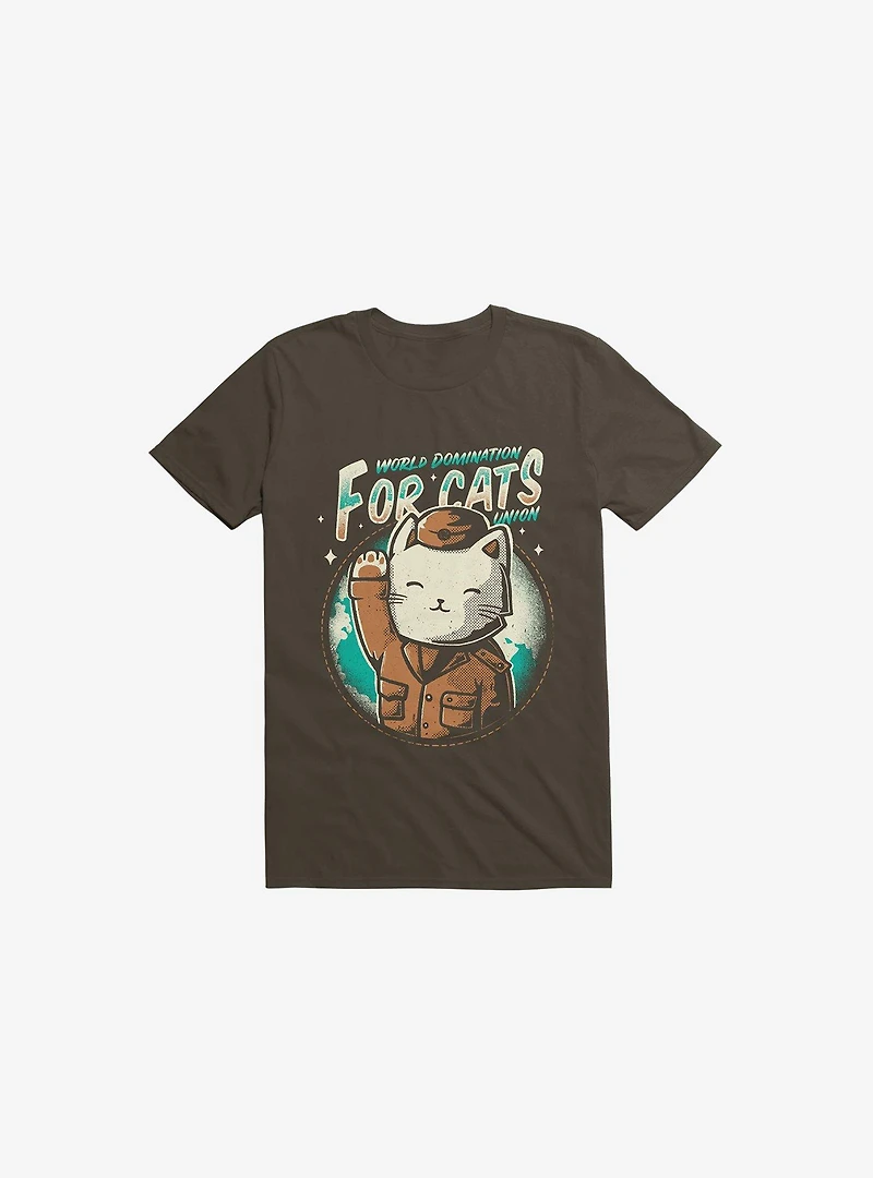 World Domination For Cats Union Brown T-Shirt