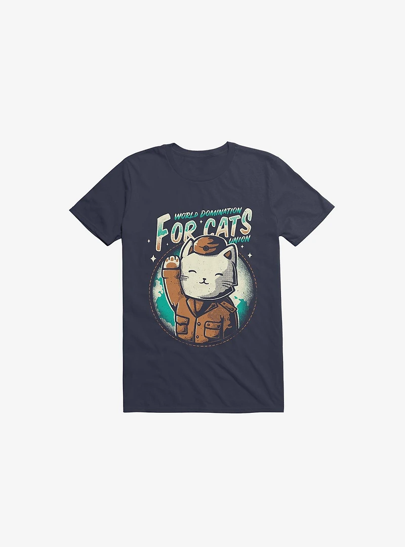 World Domination For Cats Union Navy Blue T-Shirt