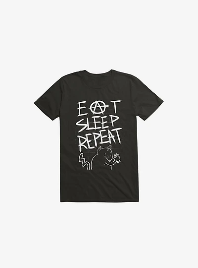 Eat Sleep Repeat Cat Black T-Shirt