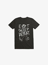 Eat Sleep Repeat Cat Black T-Shirt