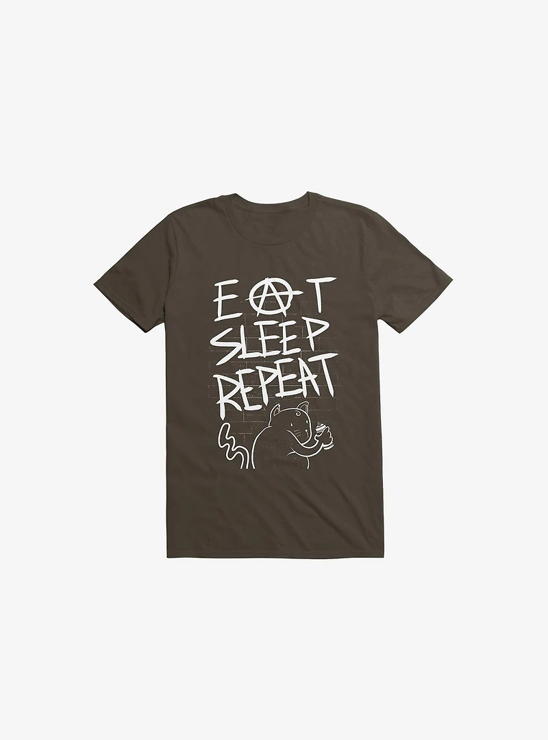 Eat Sleep Repeat Cat Brown T-Shirt