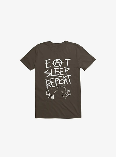 Eat Sleep Repeat Cat Brown T-Shirt
