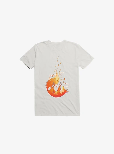 Falling Fox White T-Shirt