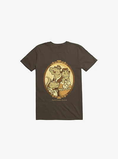 Family Portrait Dinosaur Brown T-Shirt