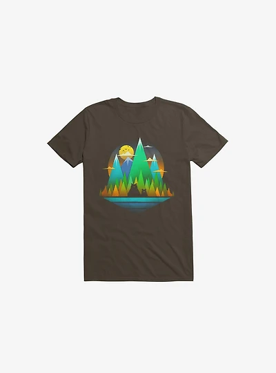 Geometric Landscape Bears Brown T-Shirt