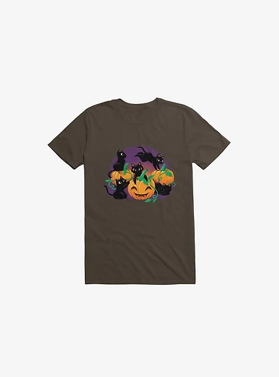 Hello Cat Halloween Brown T-Shirt