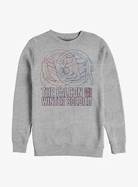 Marvel The Falcon And Winter Soldier Red Blue Wireframe Crew Sweatshirt