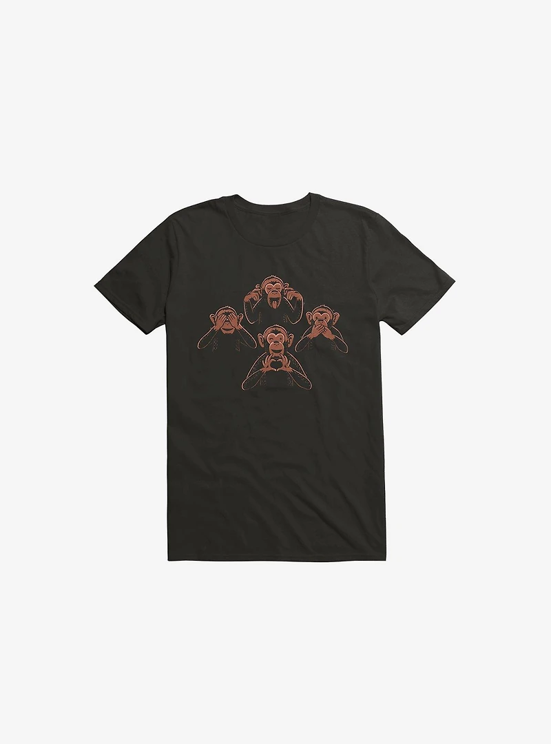 Four Wise Monkeys Black T-Shirt