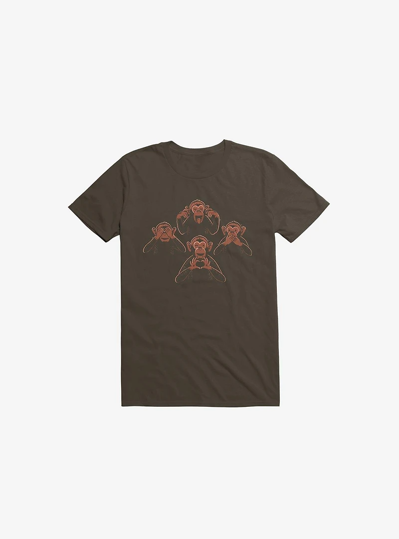Four Wise Monkeys Brown T-Shirt