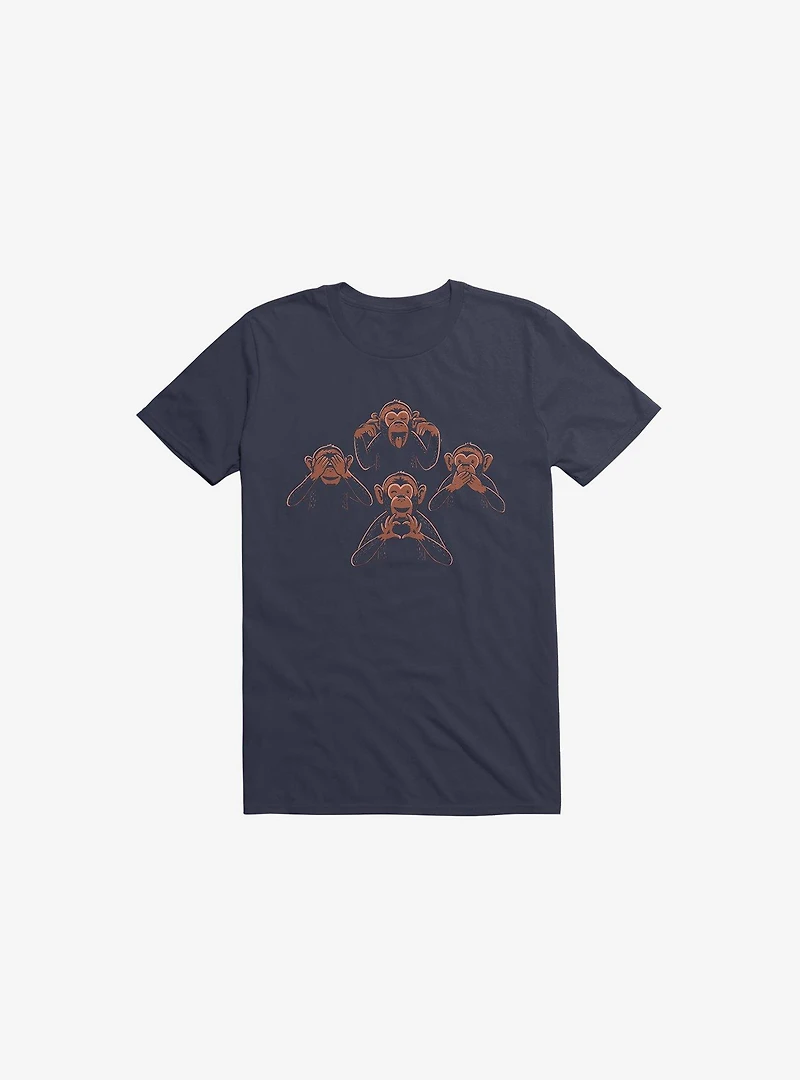 Four Wise Monkeys Navy Blue T-Shirt