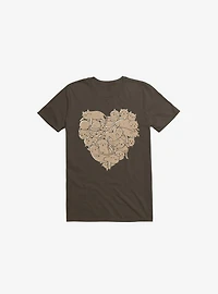 I Love Cats Heart Brown T-Shirt