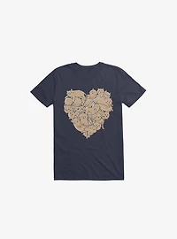 I Love Cats Heart Navy Blue T-Shirt