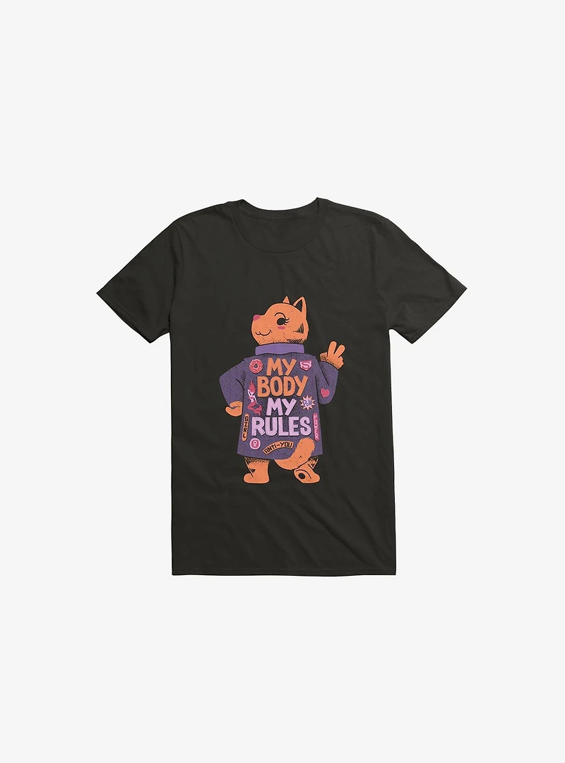 My Body Rules Cat Black T-Shirt