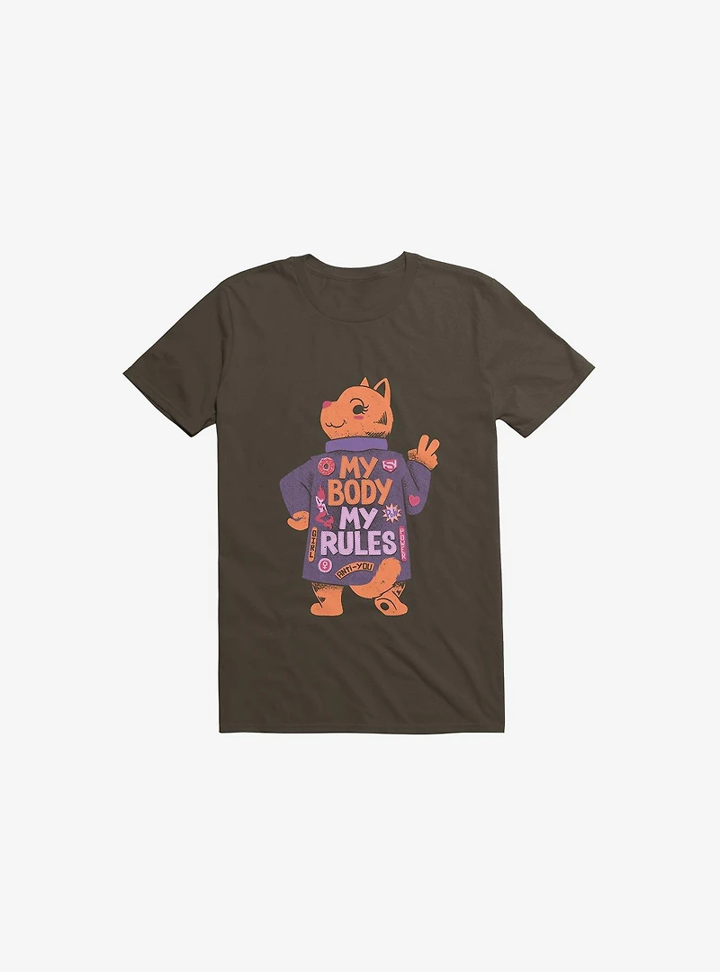 My Body Rules Cat Brown T-Shirt