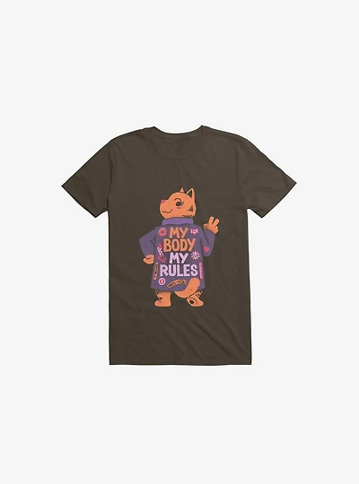 My Body Rules Cat Brown T-Shirt
