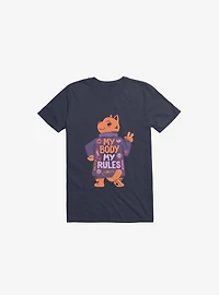 My Body Rules Cat Navy Blue T-Shirt