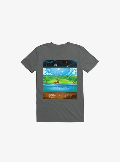 Across The Earth Charcoal Grey T-Shirt