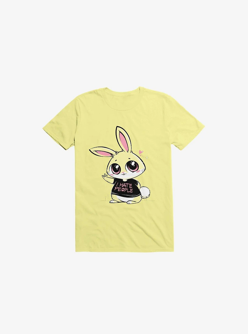 I Hate People Bunny Corn Silk Yellow T-Shirt