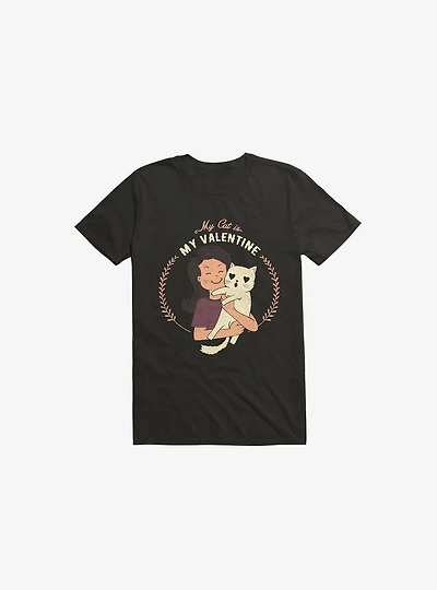 My Cat Is Valentine Black T-Shirt