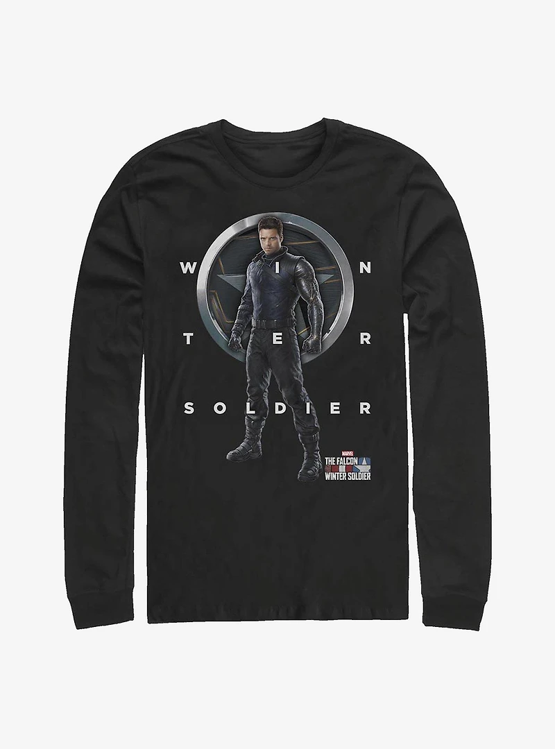 Marvel The Falcon And Winter Soldier Grid Text Long-Sleeve T-Shirt