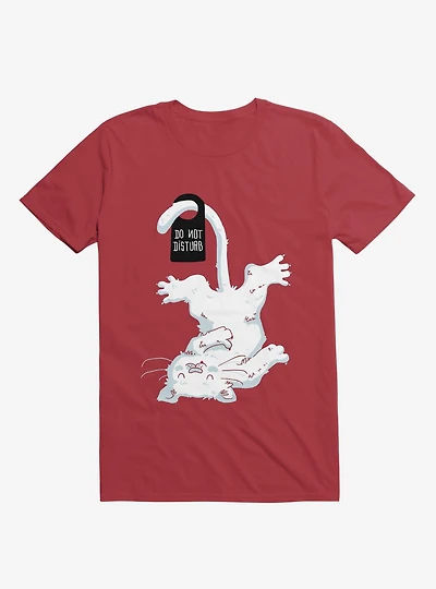 Do Not Disturb Cat Red T-Shirt