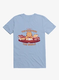 First The Homework, Then World Cat Light Blue T-Shirt
