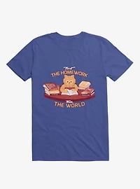 First The Homework, Then World Cat Royal Blue T-Shirt