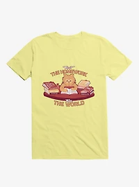 First The Homework, Then World Cat Corn Silk Yellow T-Shirt