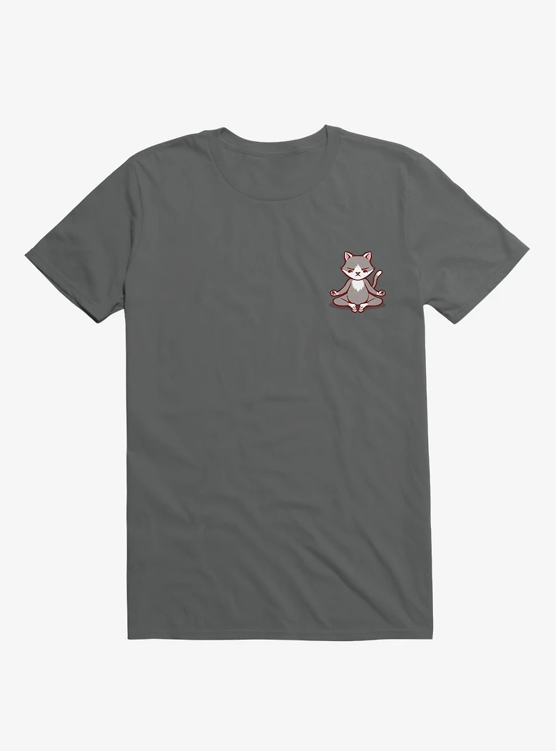 Cat Animals Meditation Zen Buddhism Charcoal Grey T-Shirt