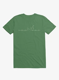 Cat Line Heartline Kelly Green T-Shirt
