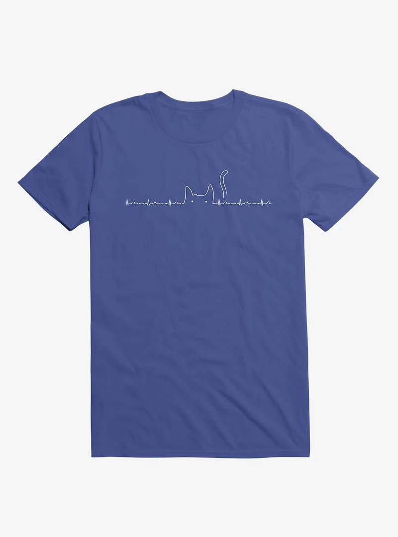 Cat Line Heartline Royal Blue T-Shirt