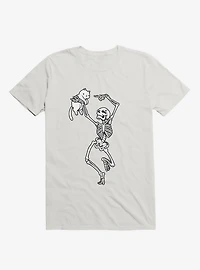 Dancing Skeleton With A Cat White T-Shirt