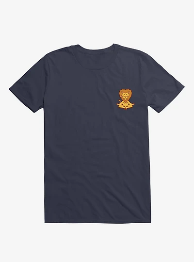 Lion Animals Meditation Zen Buddhism Navy Blue T-Shirt