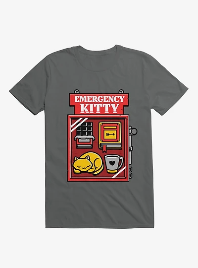 Emergency Kitty Charcoal Grey T-Shirt