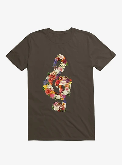 Flower Music Heart Brown T-Shirt