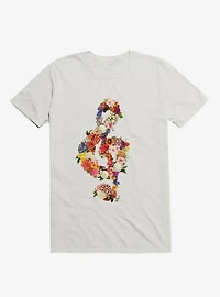 Flower Music Heart White T-Shirt