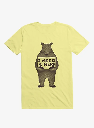 I Need A Hug Bear Corn Silk Yellow T-Shirt
