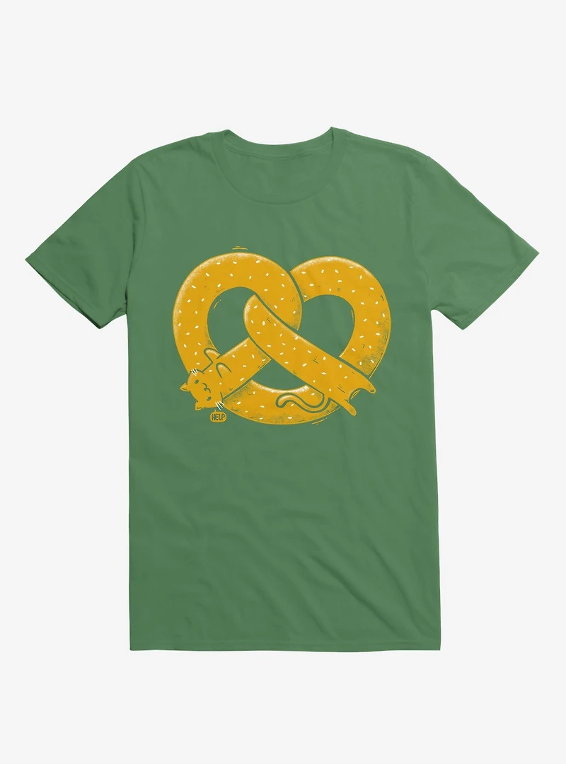 The Long Cat Is A Pretzel Kelly Green T-Shirt