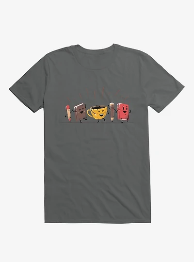 Back To School Coffee Charcoal Grey T-Shirt