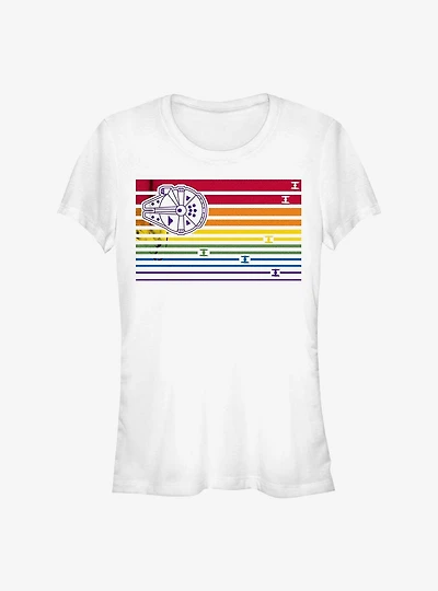 Star Wars Millennium Falcon Stripes Rainbow T-Shirt