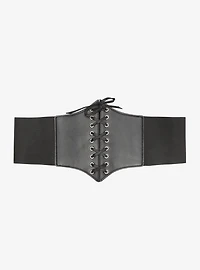 Black Lace-Up Elasticated Corset